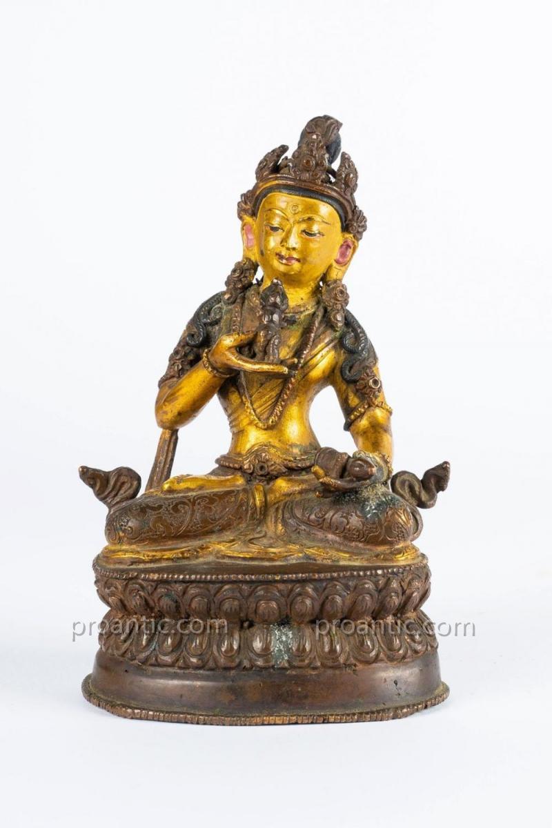 Vajrasattva En Bronze. Sino - Tibet, 19eme Siecle