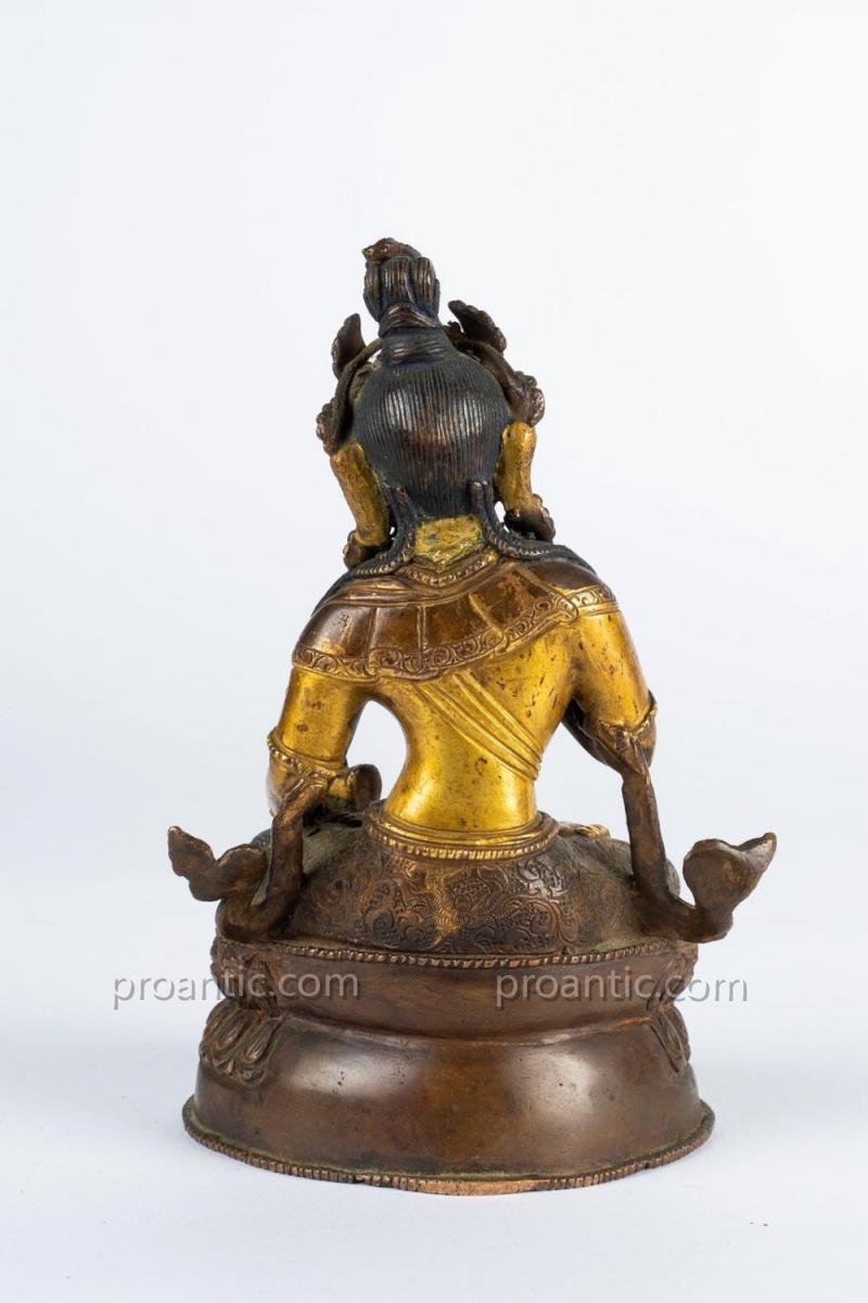 Vajrasattva En Bronze. Sino - Tibet, 19eme Siecle-photo-2