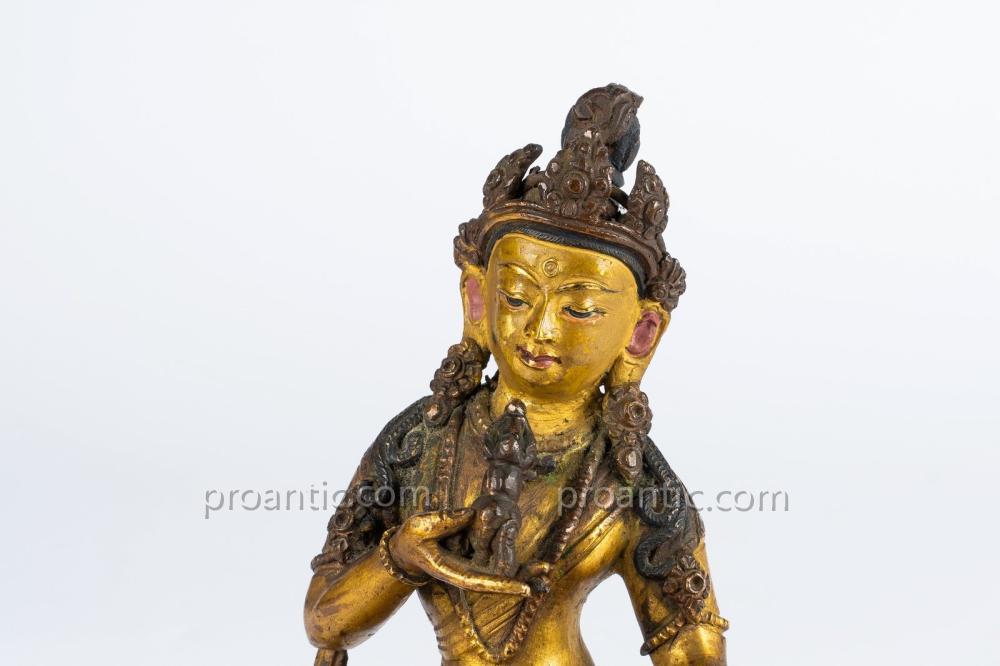 Vajrasattva En Bronze. Sino - Tibet, 19eme Siecle-photo-3