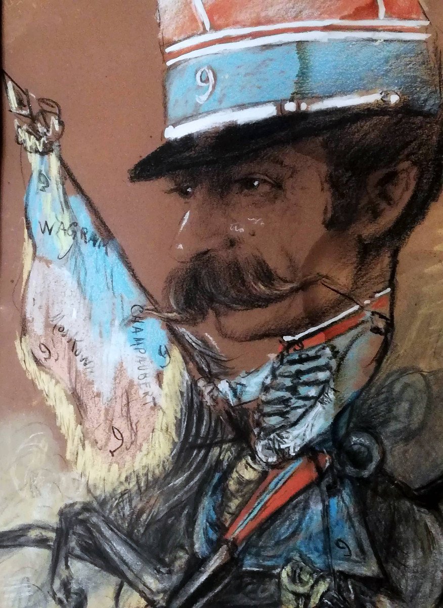 Beau Tableau Pastel Caricature d'Un Militaire  : M.chal MARMONT-photo-2