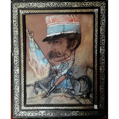 Beau Tableau Pastel Caricature d'Un Militaire  : M.chal MARMONT