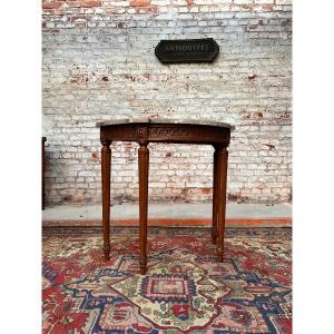 Half Moon Console In Natural Wood Louis XVI XVIII Eme Century