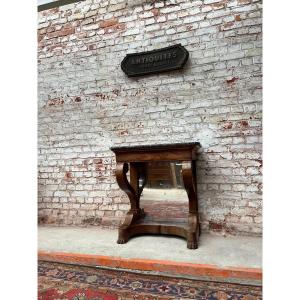 Mahogany Console With Mirror Bottom From The Restoration Period XIX Eme Century
