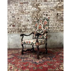 Louis XIII Period Walnut Armchair From The XVII Eme Century