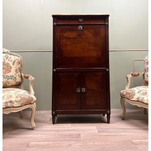 étienne Avril Straight Secretary In Mahogany Louis XVI Period Stamped XVIII Eme Century