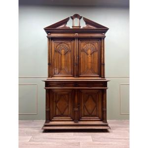 Buffet Credenza Two Bodies In Walnut Renaissance Style 19th Century