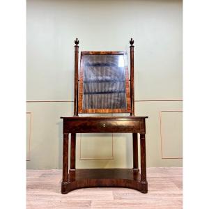 Dressing Table In Flamed Mahogany From The Empire Period 19th Century 