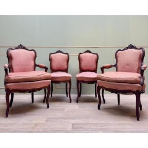 Louis XV Style Mahogany Living Room Furniture XIX Eme Century 