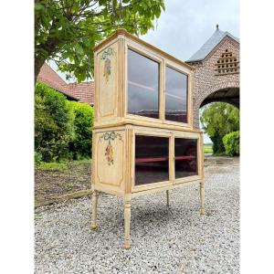 Louis XVI XVIII Eme Century Painted Wood Showcase
