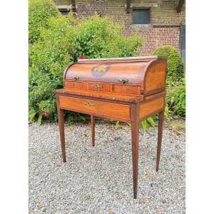 Vassou Jean Baptiste Cylinder Desk In Marquetry Louis XVI Period XVIII Eme Century 