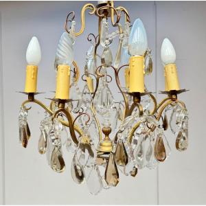 Baccarat Cage Chandelier In Bronze And Crystal Louis XV Style XIX Eme Century