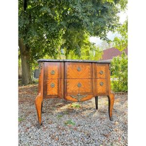Transition Period Marquetry Chest Of Drawers, Late 18th Century