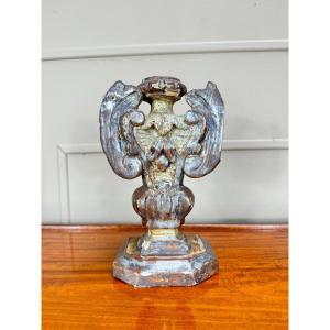 Small 18th Century Polychrome Wooden Wall Vase