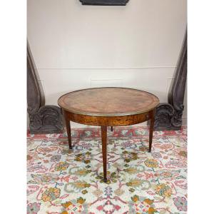 Louis XVI Style Speckled Mahogany Gueridon Table, 19th Century