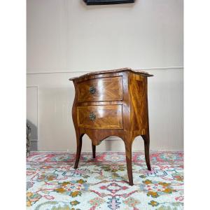 Louis XV Period 18th Century Curved Marquetry Chest Of Drawers 