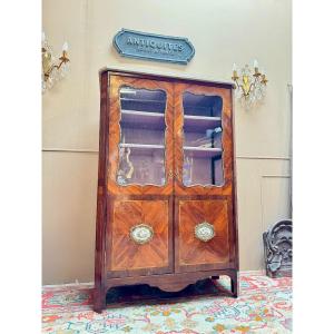 Louis XVI Period Marquetry Display Case Stamped Bailly And Jme 18th Century 