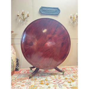 Jacob Desmalter Mahogany Pedestal Table Stamped From The Empire Consulate Period, 19th Century