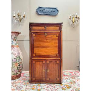 Tuart Jean-baptiste II Marquetry Woodwork Secretary Stamped From The Louis XVI Period