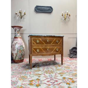 Louis XVI Style Chest Of Drawers In Natural Wood And Marquetry, 19th Century 