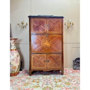 Bayer François Louis XVI Period Marquetry Guillotine-style Secretary Desk, 18th Century 