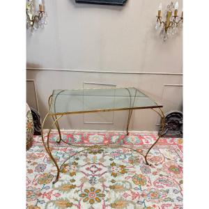 Gilt Wrought Iron Console Table Circa 1950