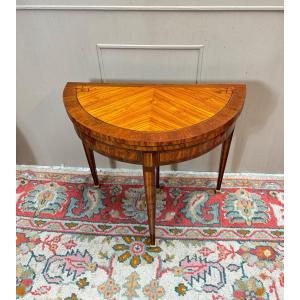 A Half-moon Marquetry Games Table From The Louis XVI Period, 18th Century. 