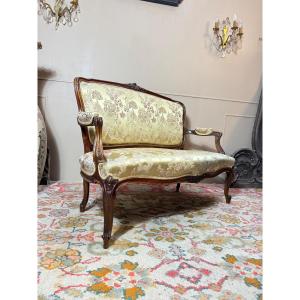 Mercier Brothers Walnut Bench In The Louis XV Style, 19th Century 