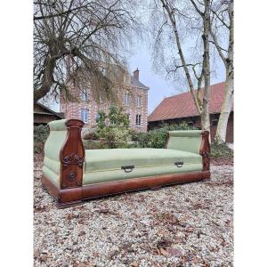Bench, Daybed Forming A Chest In Mahogany From The 19th-century Restoration Period 
