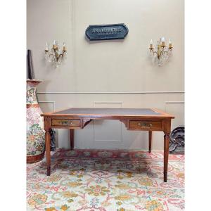 Louis XVI Style Mahogany Flat Desk, 19th Century 