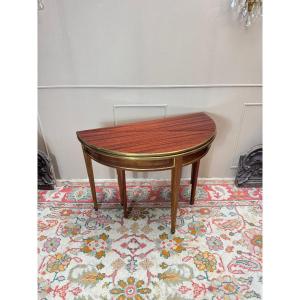 Half-moon Table Forming A Console And Dining Table In Louis XVI Style Mahogany.