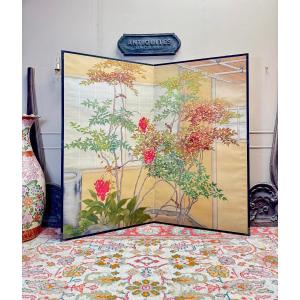 Two-panel Screen Decorated With Plants And Birds, Japanese 