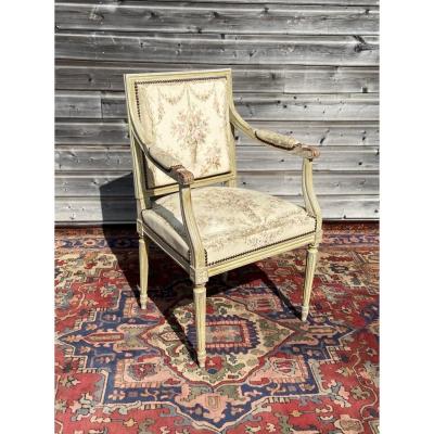 Louis XVI Style Armchair In Lacquered Wood