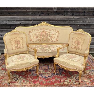 Living Room Furniture In Golden Wood XIX Eme Century
