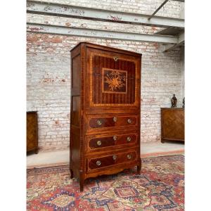 Large Secretary In Veneer And Walnut From Transition Period XVIII Eme Century