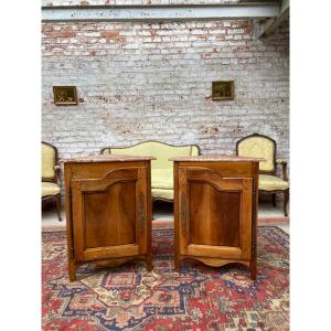 Pair Of Corners In Natural Wood Louis XV Style XIX Eme Century