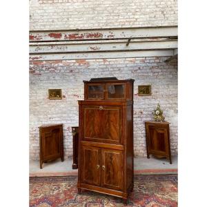 Guillotine Secretary In Flamed Mahogany Louis XVI XVIII Eme Century