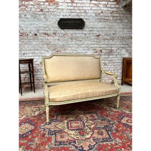 Bench In Painted Wood With Backrest In The Queen Style Louis XVI XIX Eme Century