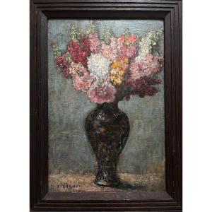 Emile Brunet - Oil On Canvas - Bouquet De Fleurs 