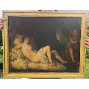 After Titian - Danaé - Oil On Canvas 17th Century - To Be Restored 