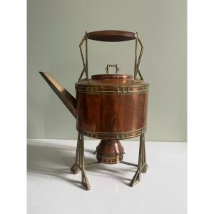 Jugenstil Copper And Brass Samovar - Fischer - Germany - 1900
