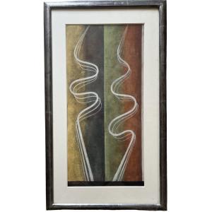 Victor Servranckx - Gouache Watercolor - Undulations - Composition With Ribbons - 1932
