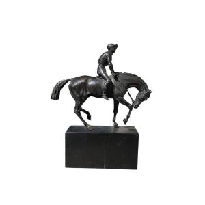 Bronze 19th Century - Jockey On Horseback - Rider