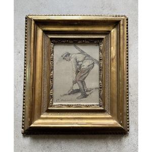 Pavel Osipovich Kovalevsky - Oil And Gouache - A Soldier - Signed And Dated 1885 - Russian Art