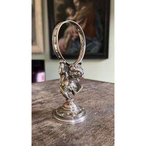 Christofle Silvered Bronze Spike Holder - Fantastic Creature - 19th Century