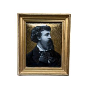 Antique Photograph On Enamel Plate, Portrait Of édouard Pailleron - Signed Théophile Soyer