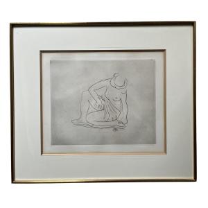 Aristide Maillol - Woman Kneeling, One Knee Raised (eve) - Circa 1926 - Original Etching