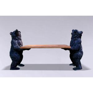 Two Bears Holding A Coffee Table Top. 