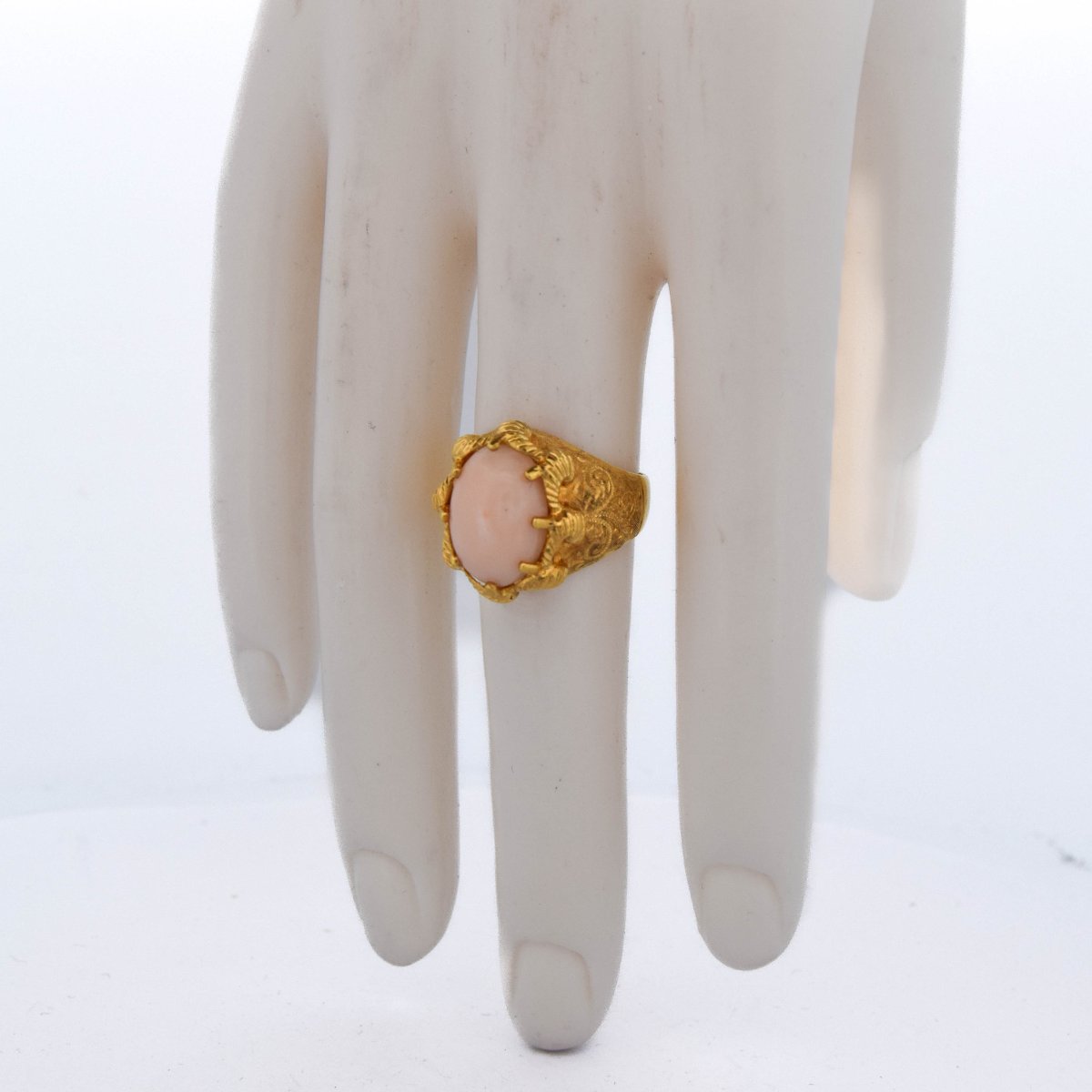 Anello rétro in oro 18 kt con corallo – Anni ’50         AN255 112-278 (0799)-photo-1
