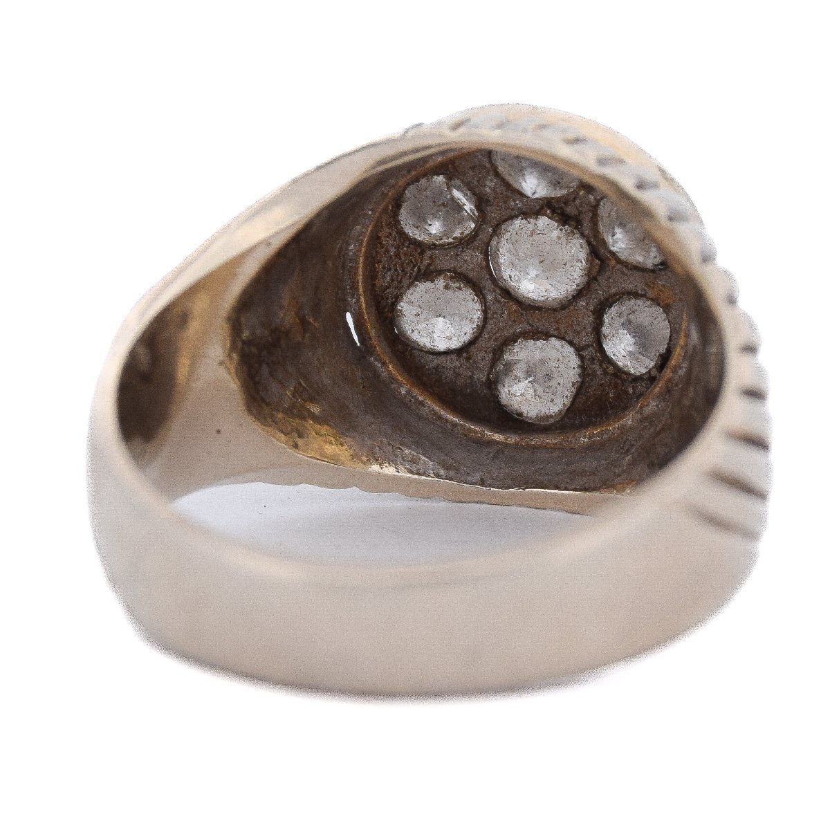 Anello vintage in oro 18 carati con diamanti naturali a cluster floreale    AN326 (00719)-photo-2