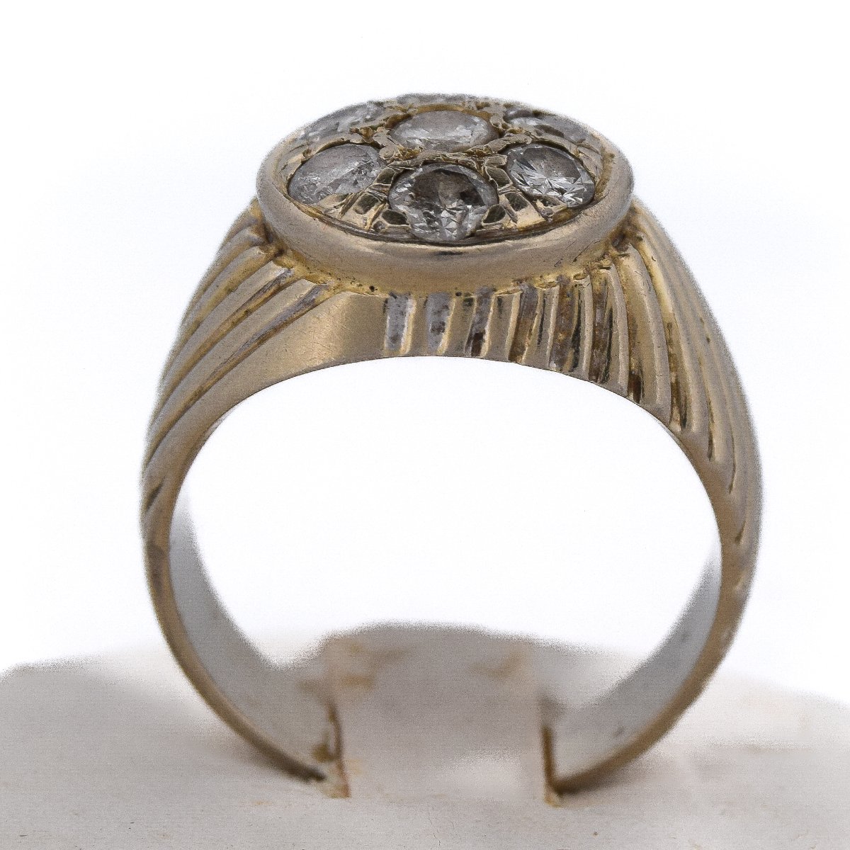 Anello vintage in oro 18 carati con diamanti naturali a cluster floreale    AN326 (00719)-photo-3